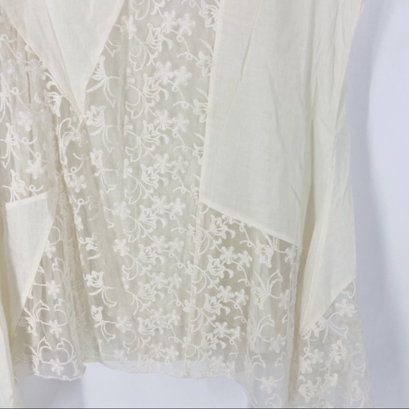 Sundance Lace Patchwork Short Sleeve Tunic Top Womens Large Cream | N697 - Picture 7 of 7